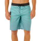 faded denim shorts with a black waistband on a white background