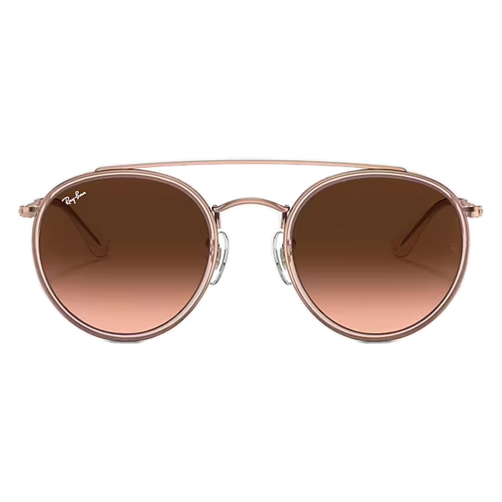 Ray-Ban Round Double Bridge Brown Lenses, Polished Copper Frame