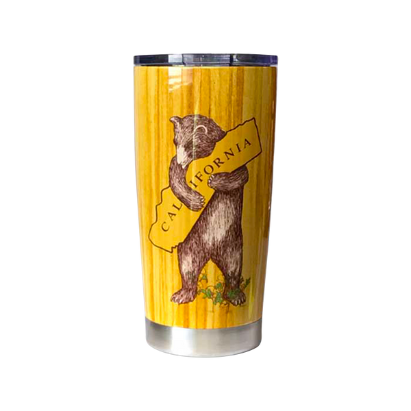 SF Mercantile Woodgrain CA Bear Hug Stainless Steel Travel Mug