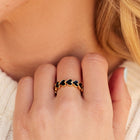 Model wearing Pura Vida Love Hearts Band Gold Ring