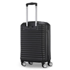 Black suitcase with a ribbed texture on a white background