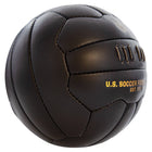 Black soccer ball with 'U.S. Soccer Federation' text on a white background