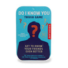 Trivia game packaging with blue background and text