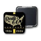 Route 66 magnet with a map design on a white background