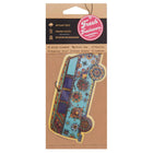 Packaged air freshener with colorful design on a brown background