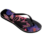 Havaianas Women's Floral Colors Slim Flip Flops - Black (Right)