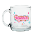 Clear Glass Mug with Text Aquarius