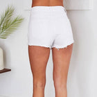 Denim Distressed White Short Shorts Back