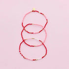 Pura Vida Be Mine Stretch Bracelet Set of 3 Pink Background