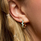 Model wearing Pura Vida Ziggy Enamel Hoop Earrings