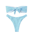 Sweetkama Solid Color Back Tie Swimsuit - Blue