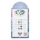 Card with colorful design and text on a white background