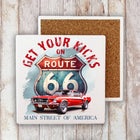 Route 66 Get your Kicks Mustang Stone Coaster