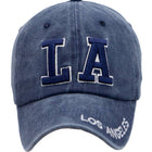 LA Garment Dye Cotton Strap Back Baseball Cap Blue