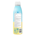 Back view of a blue and yellow spray bottle with labels and text on a white background