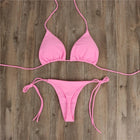 Sweetkama Solid Color Bikini Swimsuit - Pink