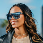 Model wearing Blenders - SciFi Deep Blue