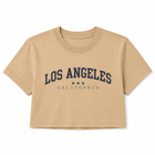 Los Angeles California Short Cropped T-Shirt - Kelp