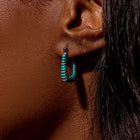 Model wearing Pura Vida Coastline Hoop Earrings