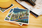 Greetings from Santa Monica California Ceramic Coaster Actual Size