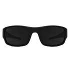 Black sunglasses with silver lenses on a white background