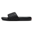 Black slide sandal on a white background