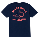 Party Pants Moby Says Navy T-Shirt back