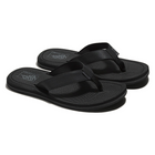A pair of black Vans flip-flops with textured straps and soles, displayed on a clean white background.