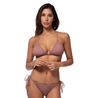 Pick Pink Printed Basic Triangle Bikini - Shinny Maroon Stripe (Front)