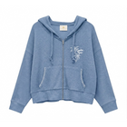 Ocean Drive Bali Blue Ribbed Hacci Zip Front Hoodie