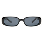 Black sunglasses with dark lenses on a white background