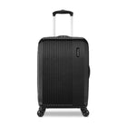 Black suitcase with wheels on a white background