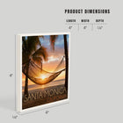 Santa Monica California Palm Trees and Hammock Ceramic Coaster Dimensions