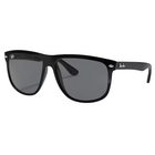 Ray-Ban Boyfriend Polished Black, Solid Grey Lenses (Side View)