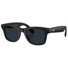 Ray-Ban Wayfarer-style sunglasses with a glossy black acetate frame and dark green lenses, shown at a three-quarter angle on a white background with a soft reflection.