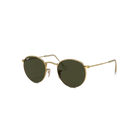 Ray-Ban Round Metal Polished Gold + Classic Green