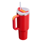 Chili Red Stanley Quencher H2.O FlowState Tumbler 40 oz, showing the lid and straw.