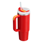 Chili Red Stanley Quencher H2.O FlowState Tumbler 30 oz, showing the lid and straw.