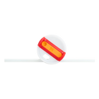 Close-up of the lid detail of the Chili Red Stanley Quencher H2.O FlowState Tumbler 30 oz with an orange slider.