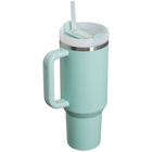 Seafoam Stanley Quencher H2.O FlowState Tumbler 40 oz, showing the lid and straw.