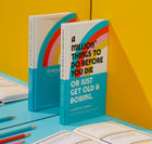 Book titled 'A Million Things to Do Before You Die' on a yellow and blue background