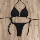 Sweetkama Solid Color Bikini Swimsuit - Black