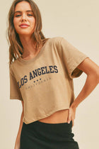 Los Angeles California Short Cropped T-Shirt - Kelp