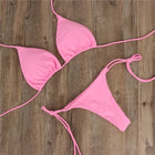 Sweetkama Solid Color Bikini Swimsuit - Pink
