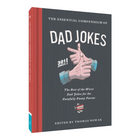 Book titled 'The Essential Compendium of Dad Jokes' with a red spine on a white background