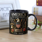 America 250th Anniversary Ceramic Mug, Patriotic Eagle Mug: Ceramic Mug 15oz Black