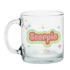 Clear Glass Mug with Text Scorpio