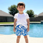 Boy wearing Boy's Swim Short - Aloha Blue