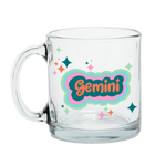 Clear Glass Mug with Text Gemini