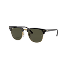Ray-Ban Clubmaster Classic Polished Black On Gold + Classic Green